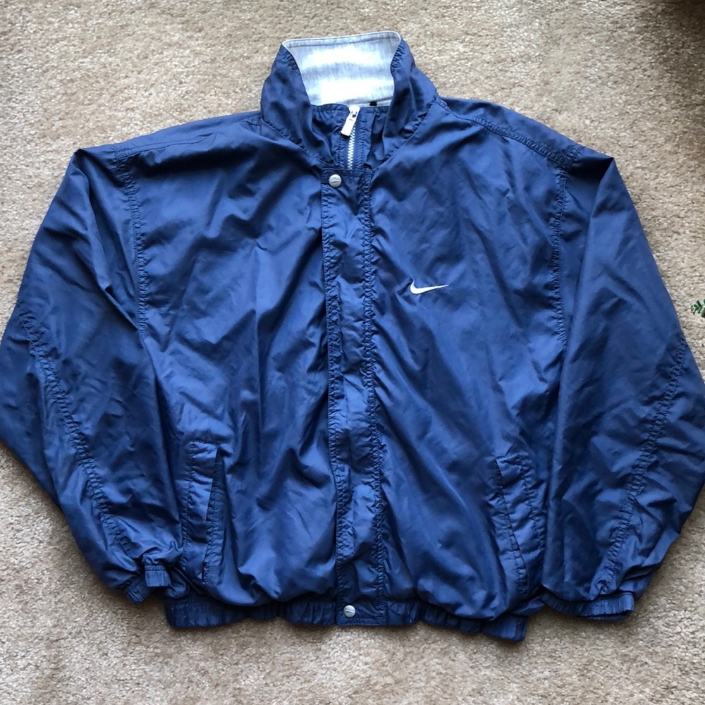 Vintage Nike Jacket Windbreaker Size M White Tag Full Zip Nylon Swoosh Logo